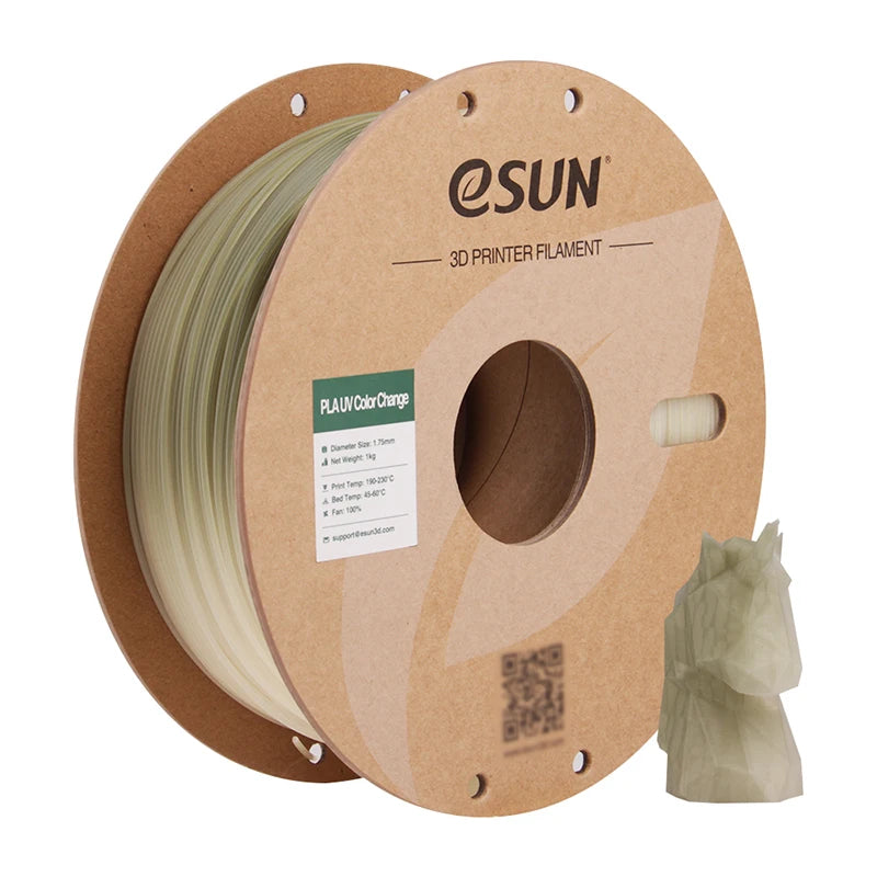 ESUN Photochromic PLA 3D Filament 1.75mm 1KG UV Color Change 3D Printer Filament for Bambu Lab Fast Printing UV Photochromic PLA