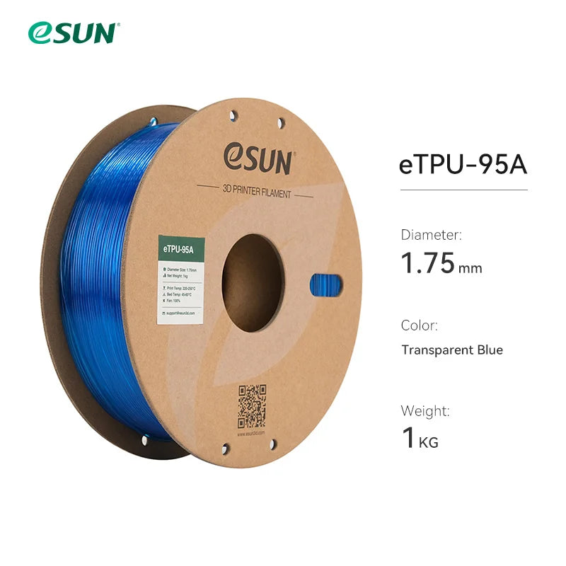 ESUN Flexible TPU Filament 1.75mm, TPU 95A 3D Printer Filament 1KG 2.2 LBS Spool 3D Printing Material For 3D Printers TPU 95A