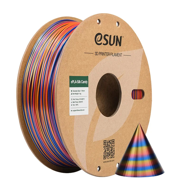 ESUN Silk Candy PLA Filament 1KG 1.75MM Silky Multicolored 3D Printer Filament Gradient Changing Silk Candy PLA 3D Filament
