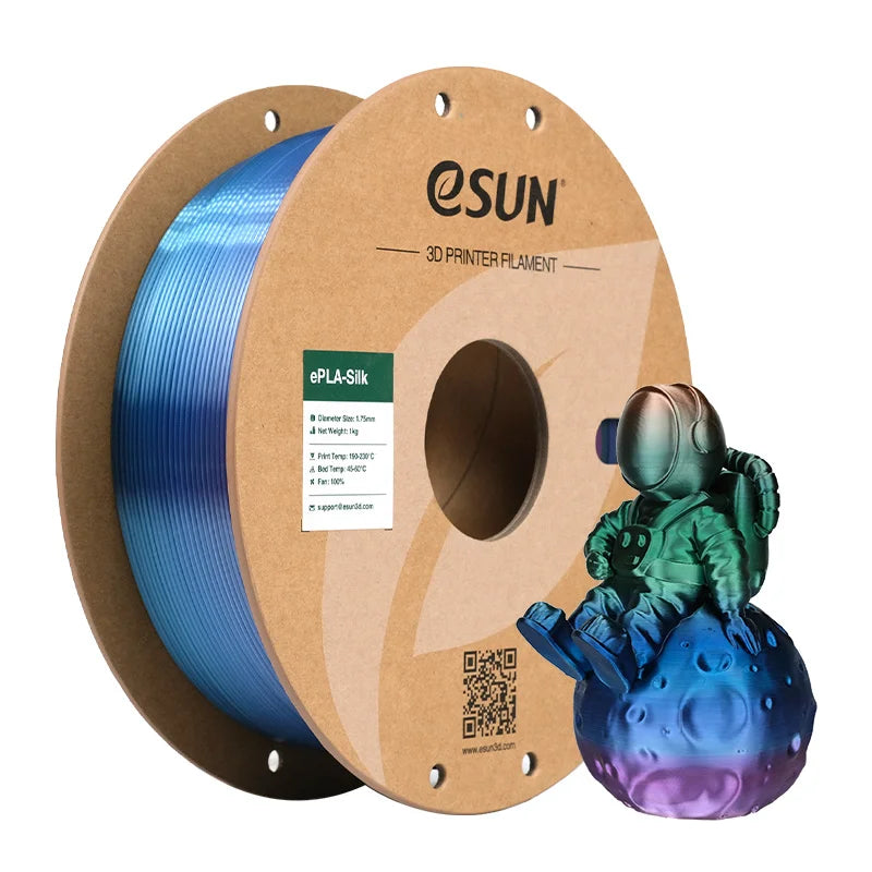 ESUN Silk PLA Filament 1.75mm Rainbow Multicolor Silk PLA 3D Printer Filament 1KG 2.2LBS Spool 3D Printing Material for 3D Print