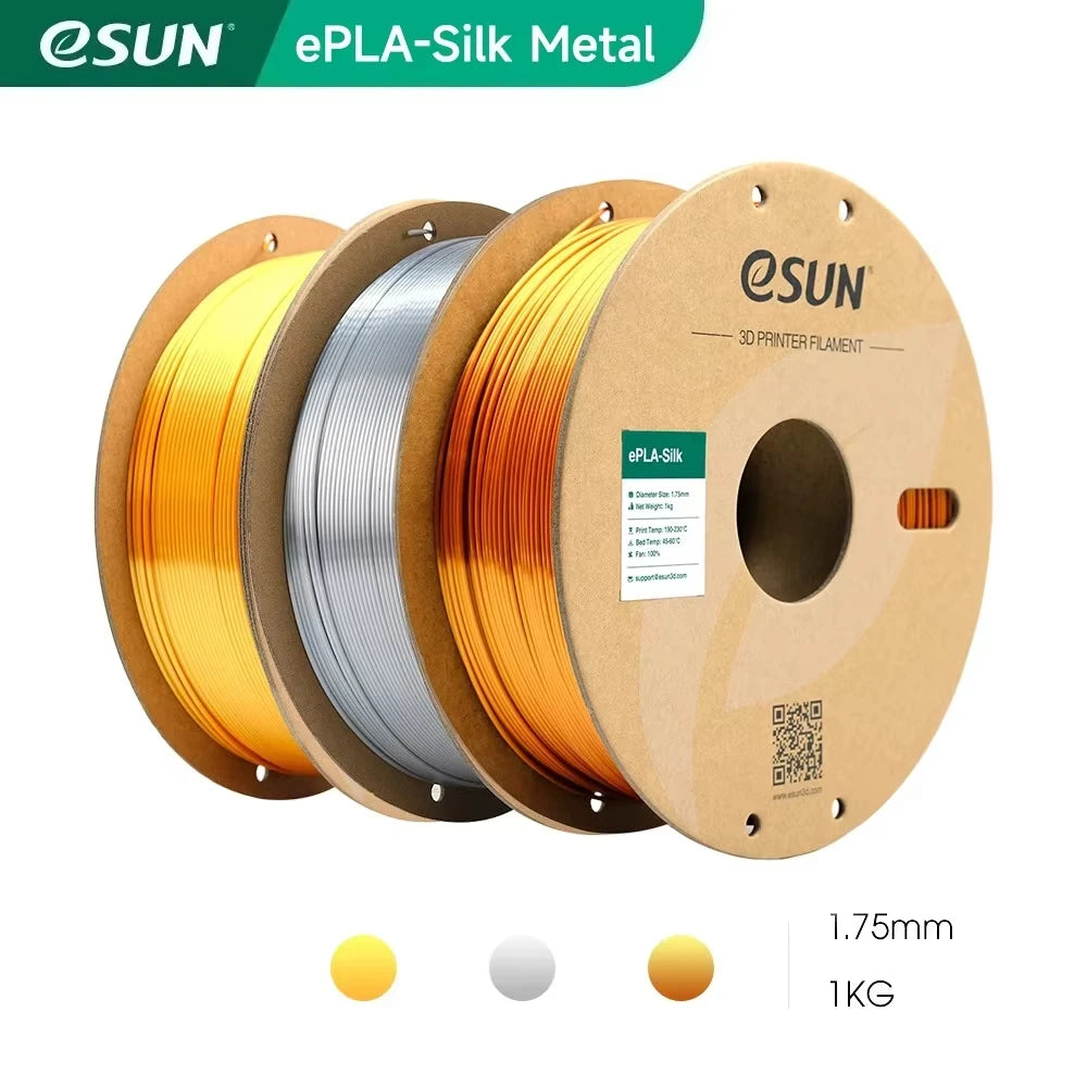 ESUN Silk PLA Filament 1.75mm Metal Silk PLA 3D Printer Filament 1KG (2.2 LBS) Spool 3D Printing Materials for 3D Printers