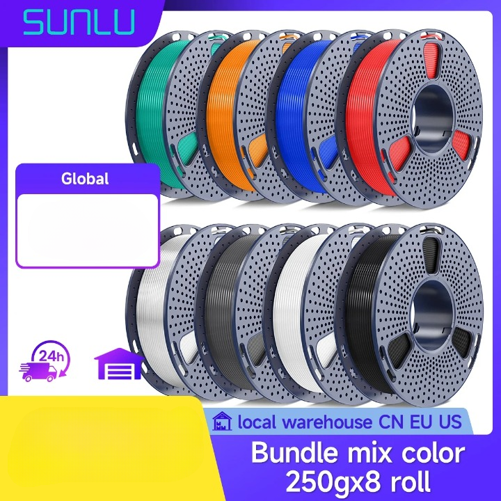 SUNLU Filament Silk PLA+/PETG/Rainbow Silk/Wood/PLA Mix Color 250g/roll 1.75mm Bundle Neatly Wound Individually Vacuum Packed